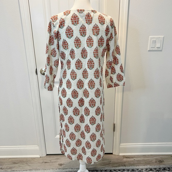 Sabhyata Indian Cream Red Floral Printed Straight Kurta Kurti Tunic Ethnic Dress - Picture 4 of 12